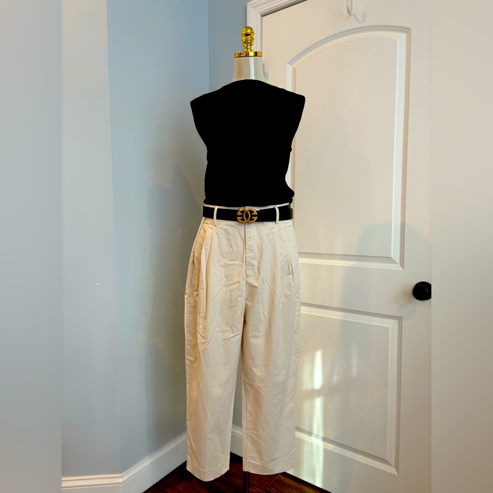 Cotton cropped pleated high waisted trousers banana republic new with tags NWT